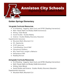 GSE Curriculum Resources